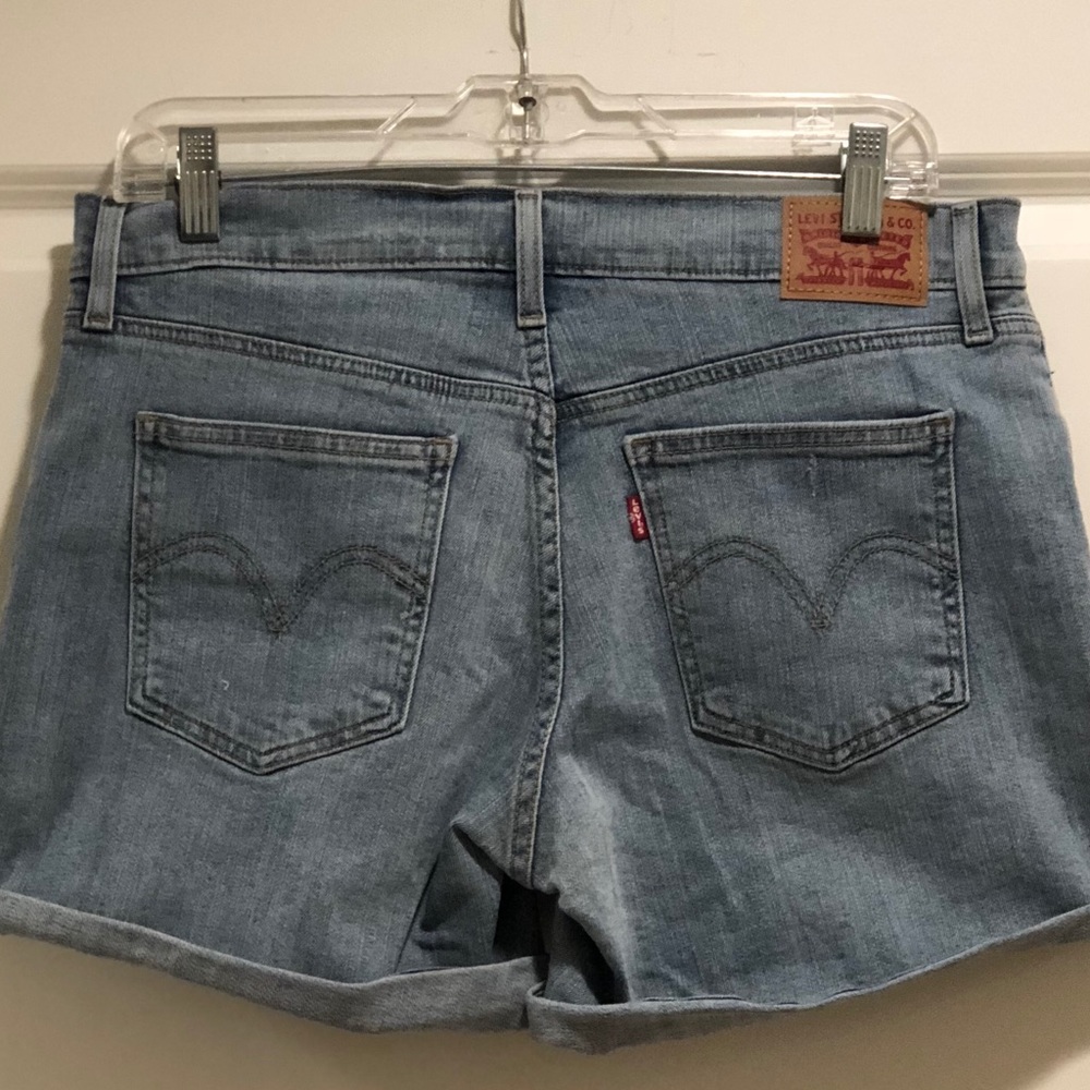 Levi Mid Rise Washed Denim Shorts